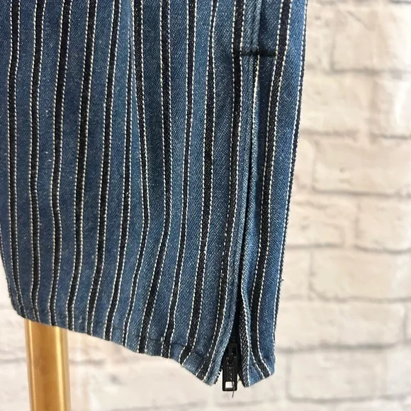 Vintage Striped Denim Jeans Cropped Straight Leg High Rise Mom Grunge 90s 80s - Picture 4 of 14